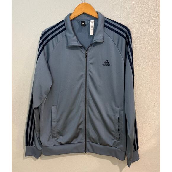 Adidas Men's Track Jacket Blue Size Large Three Stripes Athletic - Picture 1 of 8